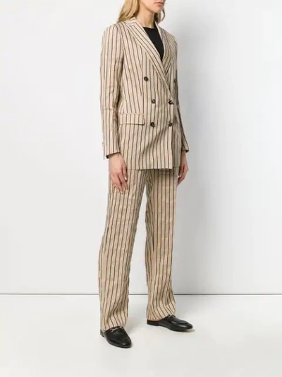 Shop Tagliatore Striped Two-piece Formal Suit In Neutrals