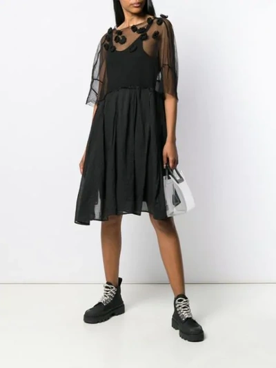 Shop Rundholz Mesh Detail Dress In Black