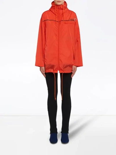 Shop Prada Nylon Gabardine Hooded Jacket - Orange