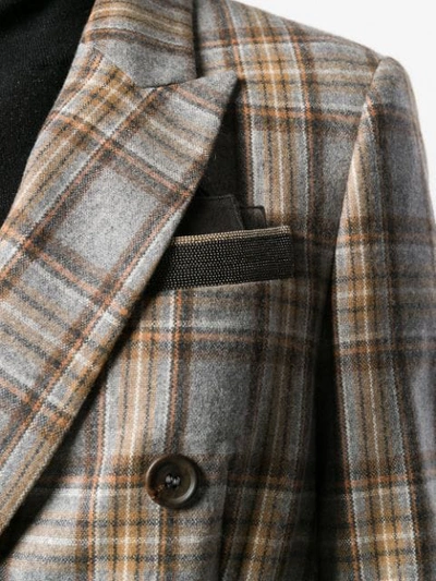 Shop Brunello Cucinelli Double-breasted Check Blazer In C001 Grey