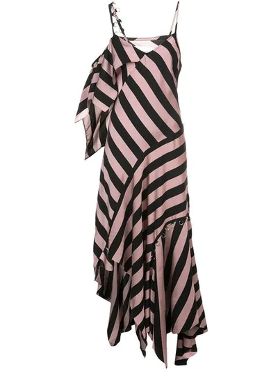 Shop Marques' Almeida Striped Asymmetric Maxi Dress In Pink