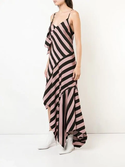 Shop Marques' Almeida Striped Asymmetric Maxi Dress In Pink