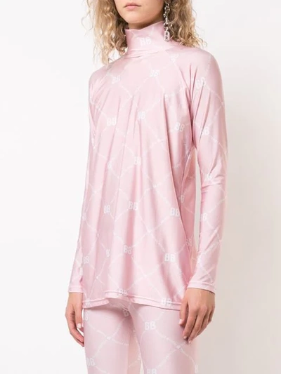 Shop Barbara Bologna Logo Print Turtleneck Blouse In Pink