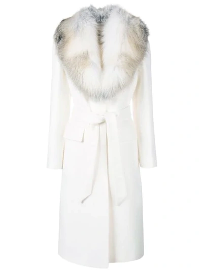 Shop Roberto Cavalli Mid-length Belted Coat - White
