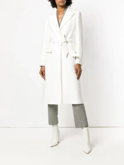 Shop Roberto Cavalli Mid-length Belted Coat - White