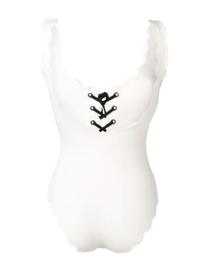Shop Marysia Palm Springs Lace-up Swimsuit In White