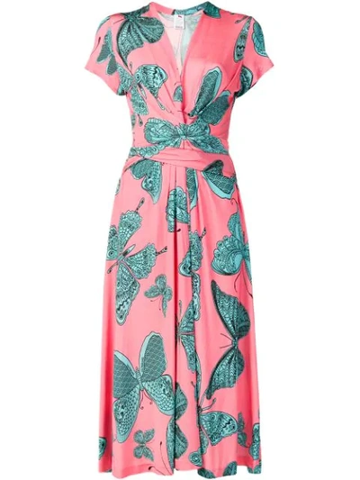 Shop Ultràchic Butterfly Print Wrap Dress In Pink