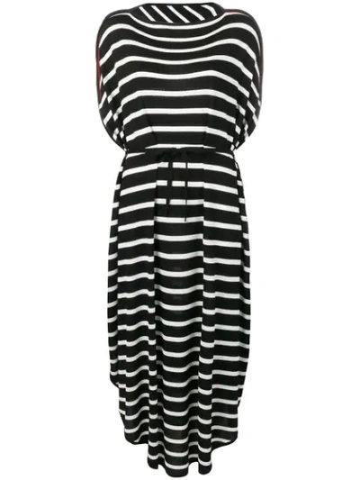 Shop Mm6 Maison Margiela Striped Oversized Dress In Black