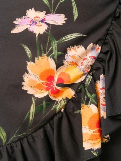 ETRO 花卉印花裹身式半身裙 - 黑色