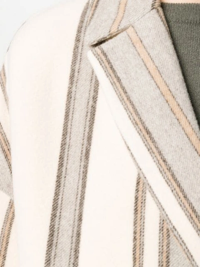 Shop Brunello Cucinelli Striped Midi Coat In 大地色