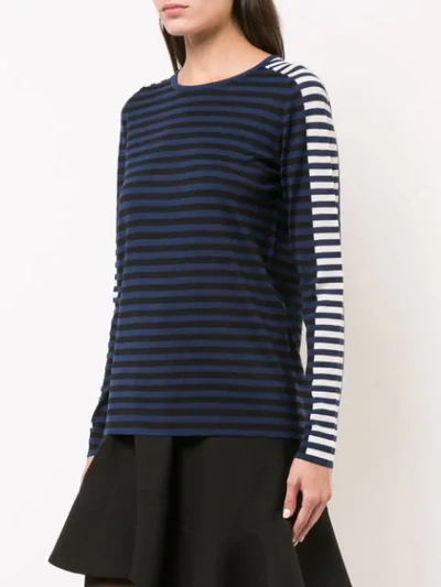 Shop Akris Punto Round Neck Striped Jumper In Blue