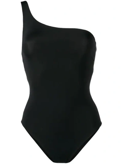 Shop Angelys Balek One Shoulder Swimsuit In Black