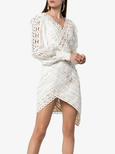 Shop Zimmermann Moncure Lace Detail Studded Mini Dress In White