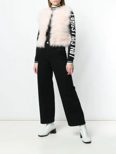 Shop Red Valentino Cropped Feather Vest In Pink