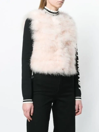Shop Red Valentino Cropped Feather Vest In Pink