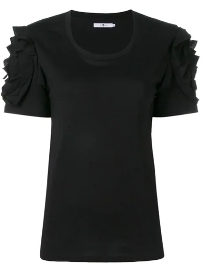 Shop 7 For All Mankind Ruffled Sleeve T-shirt - Black