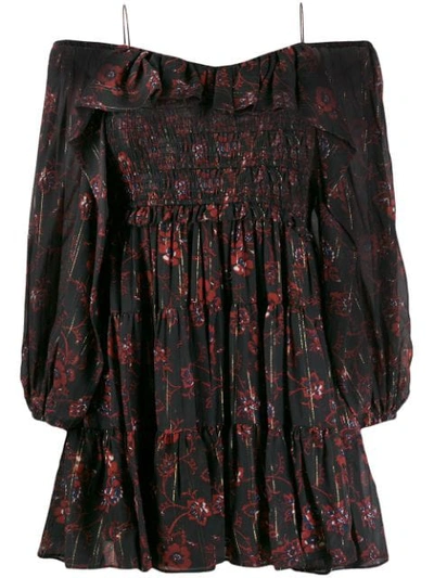 Shop Ulla Johnson Off Shoulder Floral Dress In Black