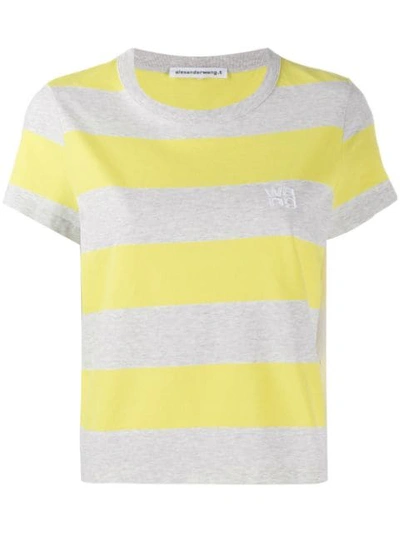 yellow and gray striped shirt