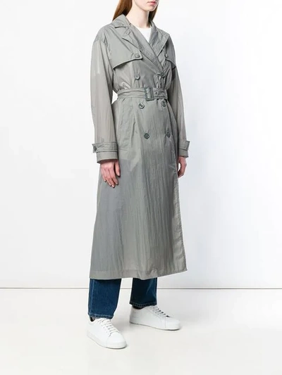 Shop Mackintosh Slate Nylon Oversized Trench Coat Lm-099b In Grey
