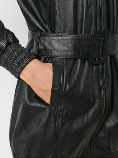 Shop Andrea Bogosian Belted Leather Jacket - Black