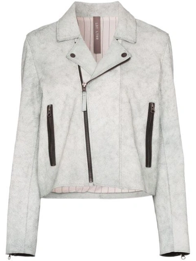 Shop Lot Lthr Zipped Biker Jacket In White