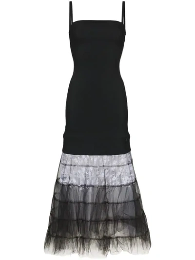 Shop Christopher Kane Tulle And Lace Hem Maxi In Black