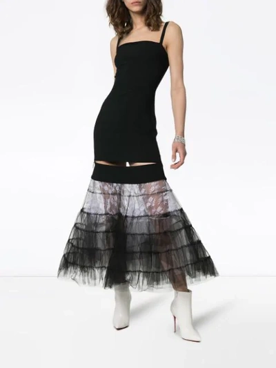 Shop Christopher Kane Tulle And Lace Hem Maxi In Black