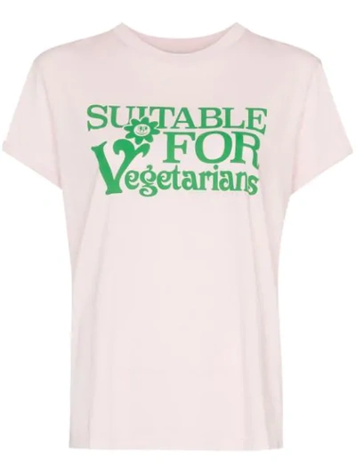 Shop Stella Mccartney Suitable For Vegetarians Print T-shirt In Pink