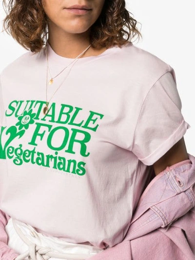 Shop Stella Mccartney Suitable For Vegetarians Print T-shirt In Pink