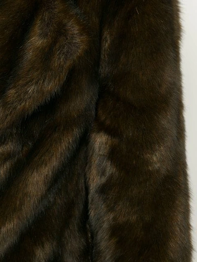 Shop Unreal Fur Long Mac Coat In Brown