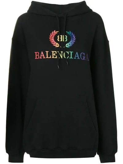 Shop Balenciaga Laurier Hoodie In Black