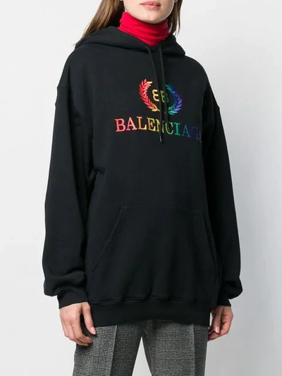 Shop Balenciaga Laurier Hoodie In Black