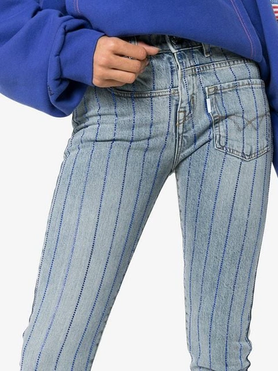 Shop Filles À Papa Turner Crystal Embellished Jeans In Blue