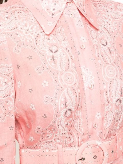 Shop Zimmermann Belted Shirt Dress In Pink