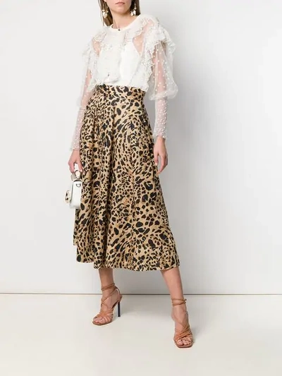 ZIMMERMANN LEOPARD PRINT SKIRT - 大地色