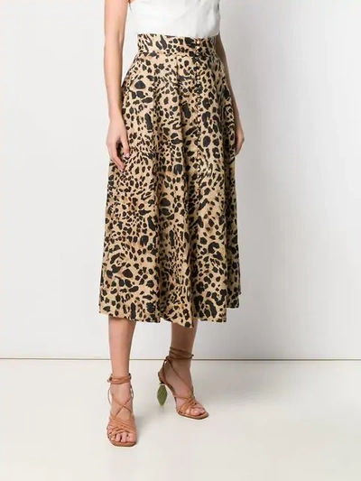 Shop Zimmermann Leopard Print Skirt In Neutrals