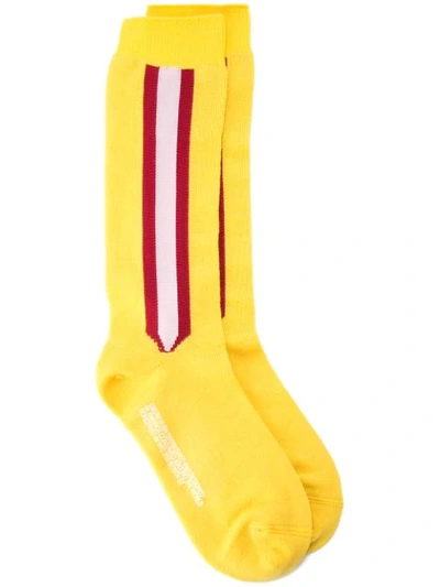 Shop Calvin Klein 205w39nyc Side Stripe Knee-high Socks In 792