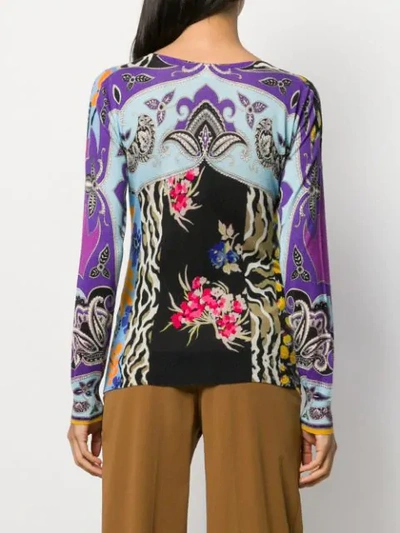 Shop Etro Printed V-neck Top In Black