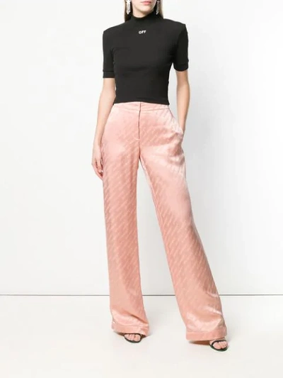 Shop Off-white Monogram Print Trousers In Neutrals