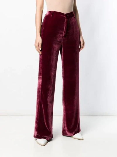Shop Palomo Spain Velvet Palazzo Trousers In Red