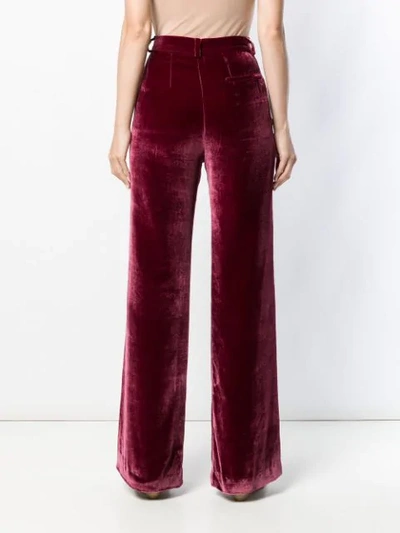 Shop Palomo Spain Velvet Palazzo Trousers In Red