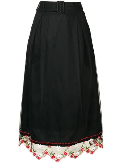 Shop Simone Rocha Lace Hem Skirt In Black/multi