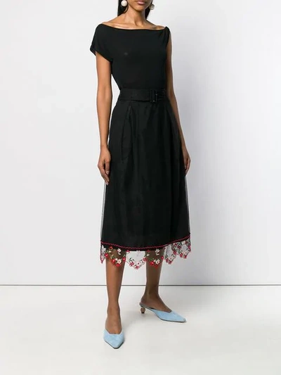 Shop Simone Rocha Lace Hem Skirt In Black/multi