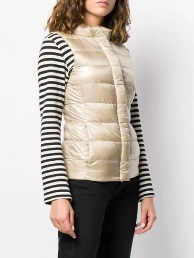 Shop Herno Zipped Padded Gilet In Neutrals