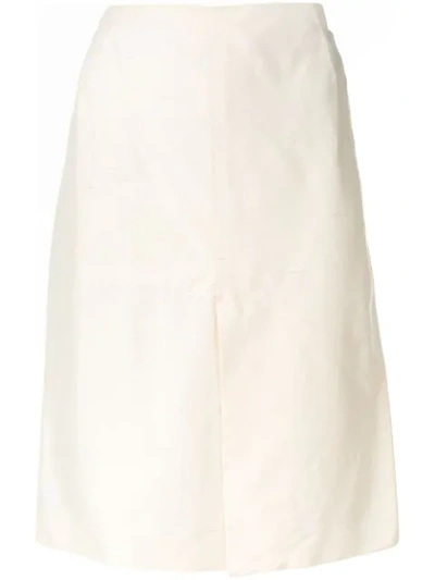 Pre-owned Jean Paul Gaultier Vintage High-waist Silk Skirt In White
