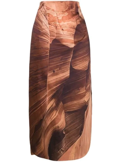 Shop A.w.a.k.e. Mode Canyon Print Skirt - Brown