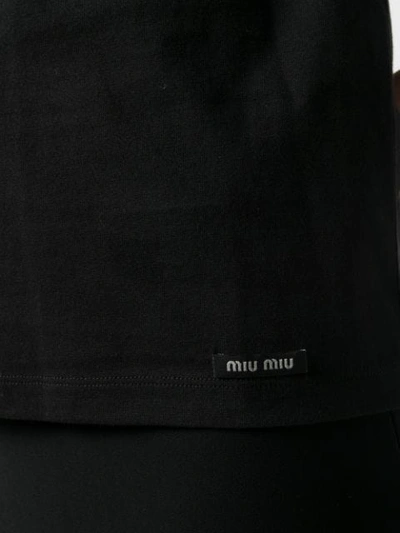 MIU MIU BOW EMBELLISHED T-SHIRT - 黑色