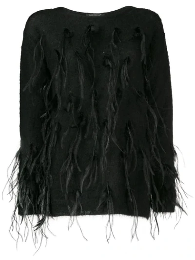 Shop Luisa Cerano Fringe Detail Sweater - Black