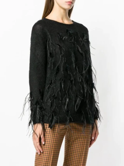 Shop Luisa Cerano Fringe Detail Sweater - Black