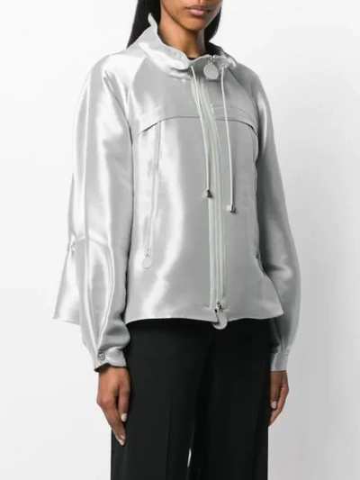 Shop Giorgio Armani Bomber Jacket In Silver